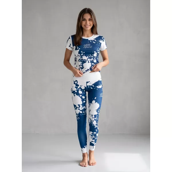  Jambiere lungi premium de damă ALTISPORT VOJ/ALW012LEG01 ALB/ALBASTRU 