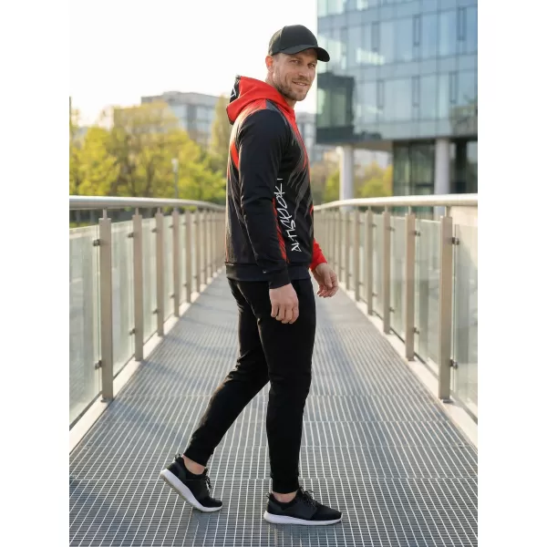  Hanorac funcțional premium pentru bărbați ALTISPORT VOJ/ALM006MI01 NEGRU ȘI ROȘU 