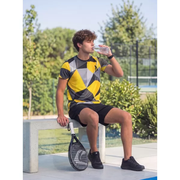  Tricou funcțional premium plus pentru bărbați ALTISPORT VOJ/ALM007TR02 NEGRU ȘI GALBEN 