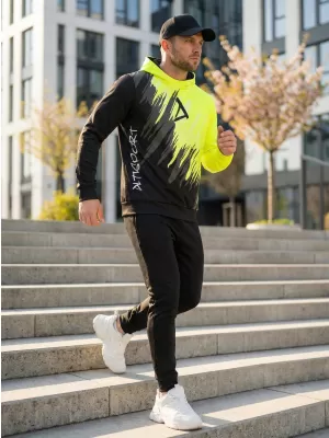 Hanorac funcțional premium pentru bărbați ALTISPORT VOJ/ALM006MI01 NEGRU ȘI GALBEN