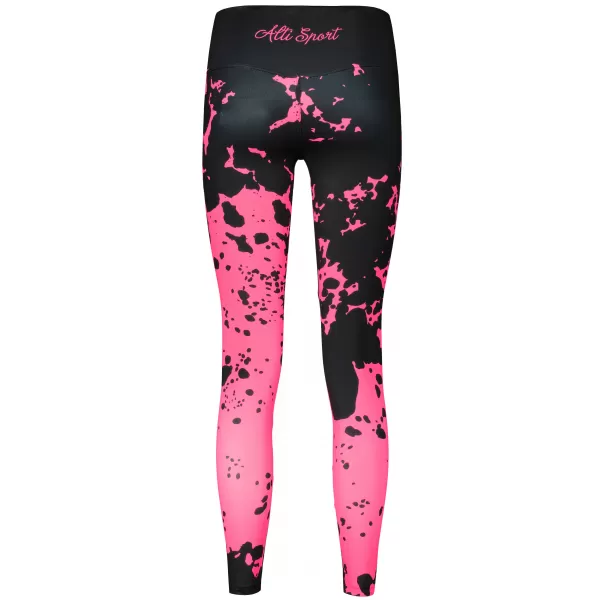 Jambiere lungi premium de damă ALTISPORT VOJ/ALW012LEG01 NEGRU/ROZ FLUO 