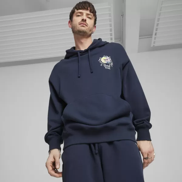 Hanorac pentru bărbați PUMA DOWNTOWN GRAPHIC HOODIE 624361-14 ALBASTRU 