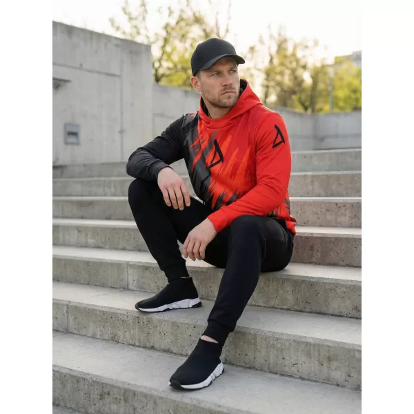  Hanorac funcțional premium pentru bărbați ALTISPORT VOJ/ALM006MI01 NEGRU ȘI ROȘU 