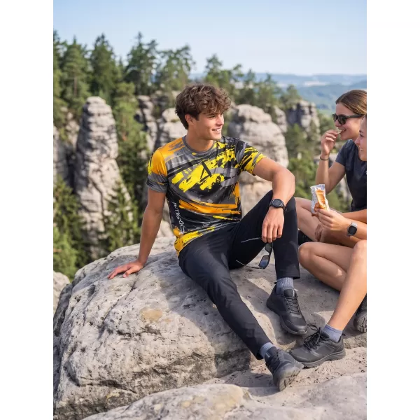  Tricou funcțional premium pentru bărbați ALTISPORT VOJ/ALM014TR01 NEGRU ȘI GALBEN 