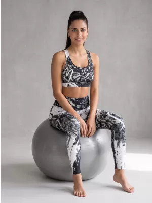 Jambiere lungi premium de damă ALTISPORT VOJ/ALW018LEG01 ALB-NEGRU