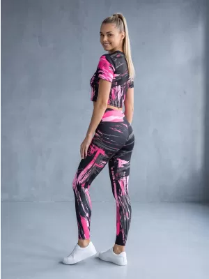 Jambiere lungi premium de damă ALTISPORT VOJ/ALW010LEG01 NEGRU/ROZ DESCHIS
