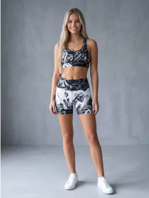 Jambiere scurte premium de damă ALTISPORT VOJ/ALW018LEG03 ALB-NEGRU