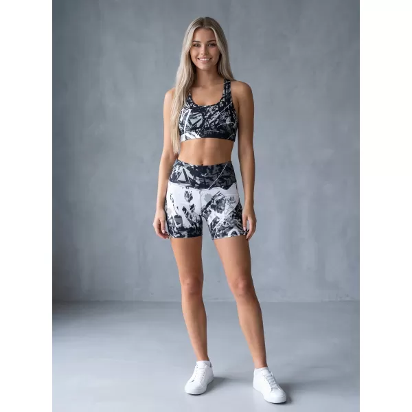  Jambiere scurte premium de damă ALTISPORT VOJ/ALW018LEG03 ALB-NEGRU 