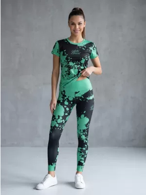 Jambiere lungi premium de damă ALTISPORT VOJ/ALW012LEG01 NEGRU/TURCOAZ