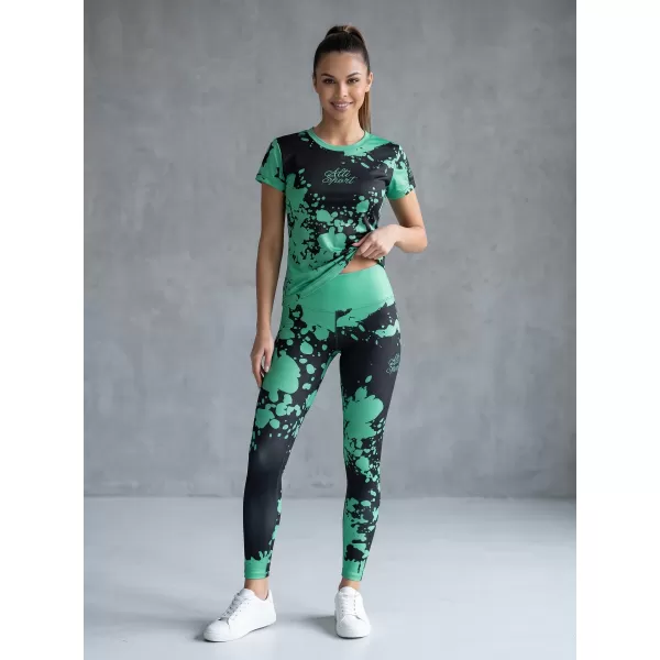  Jambiere lungi premium de damă ALTISPORT VOJ/ALW012LEG01 NEGRU/TURCOAZ 