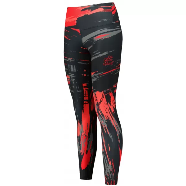  Jambiere lungi premium de damă ALTISPORT VOJ/ALW010LEG01 NEGRU ȘI ROȘU 