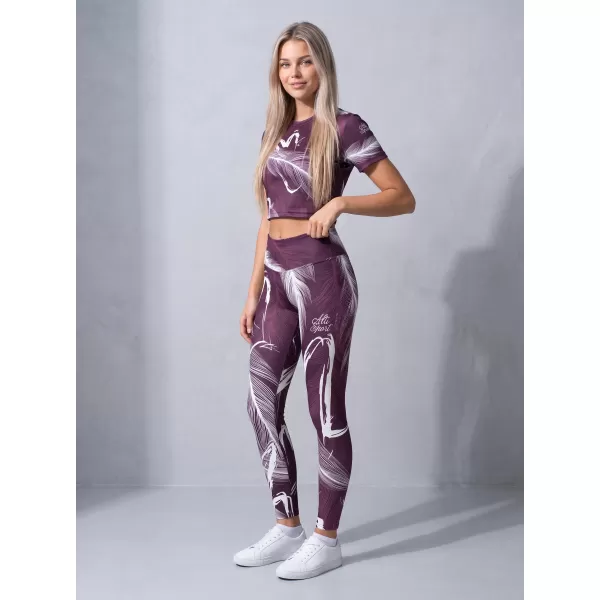  Jambiere lungi premium de damă ALTISPORT VOJ/ALW001LEG01 VIOLET/ALB 