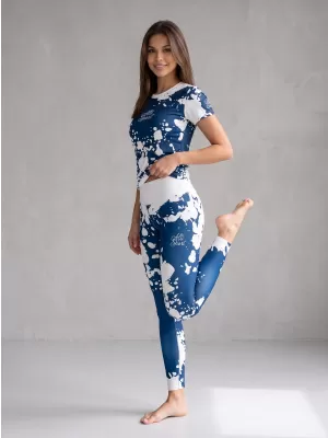 Jambiere lungi premium de damă ALTISPORT VOJ/ALW012LEG01 ALB/ALBASTRU