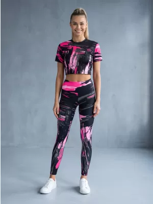 Jambiere lungi premium de damă ALTISPORT VOJ/ALW010LEG01 NEGRU/ROZ DESCHIS