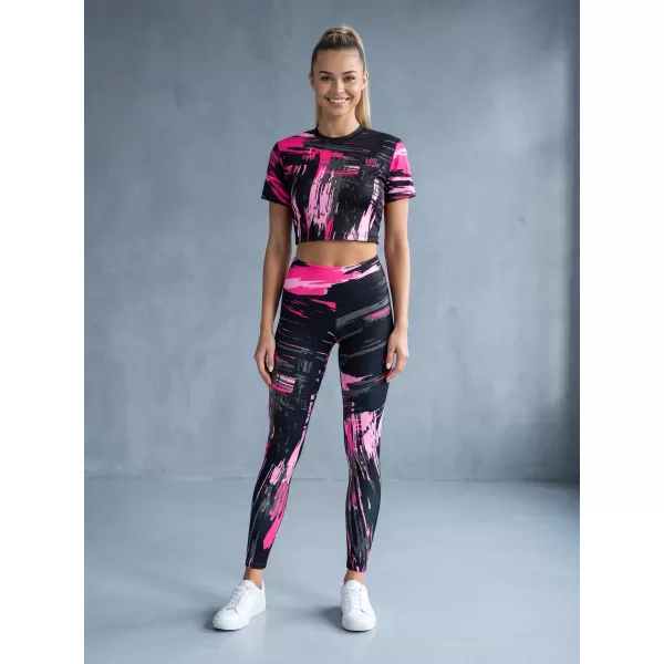  Jambiere lungi premium de damă ALTISPORT VOJ/ALW010LEG01 NEGRU/ROZ DESCHIS 