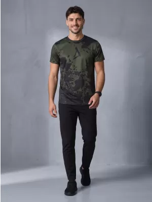 Tricou funcțional premium plus pentru bărbați ALTISPORT VOJ/ALM012TR02 NEGRU/ARMATĂ