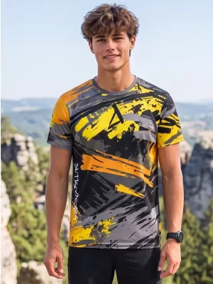 Tricou funcțional premium pentru bărbați ALTISPORT VOJ/ALM014TR01 NEGRU ȘI GALBEN