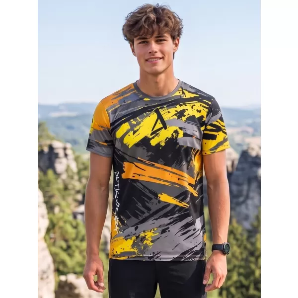  Tricou funcțional premium pentru bărbați ALTISPORT VOJ/ALM014TR01 NEGRU ȘI GALBEN 