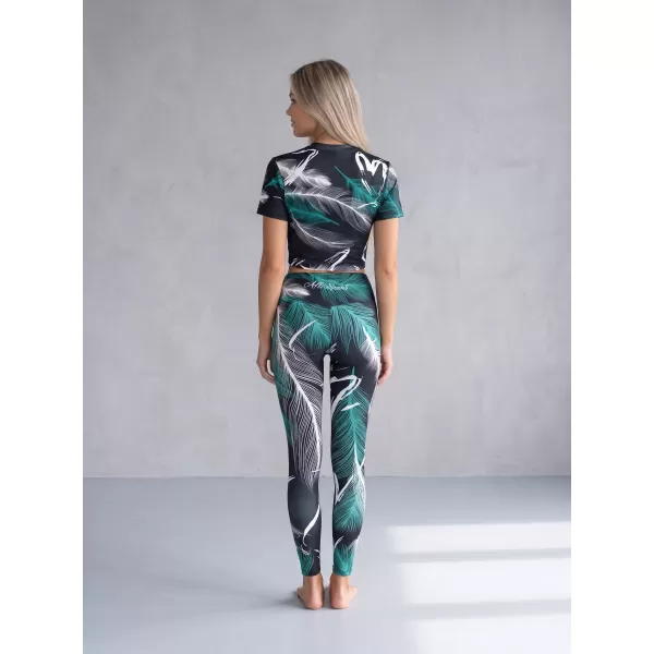  Jambiere lungi premium de damă ALTISPORT VOJ/ALW001LEG01 NEGRU/TURCOAZ 