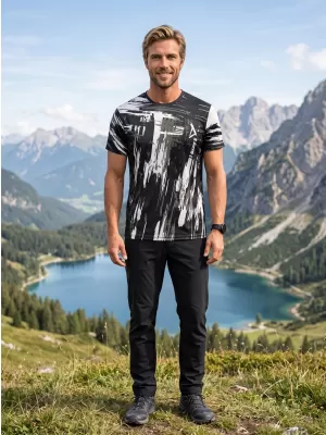 Tricou funcțional premium pentru bărbați ALTISPORT VOJ/ALM010TR01 ALB-NEGRU