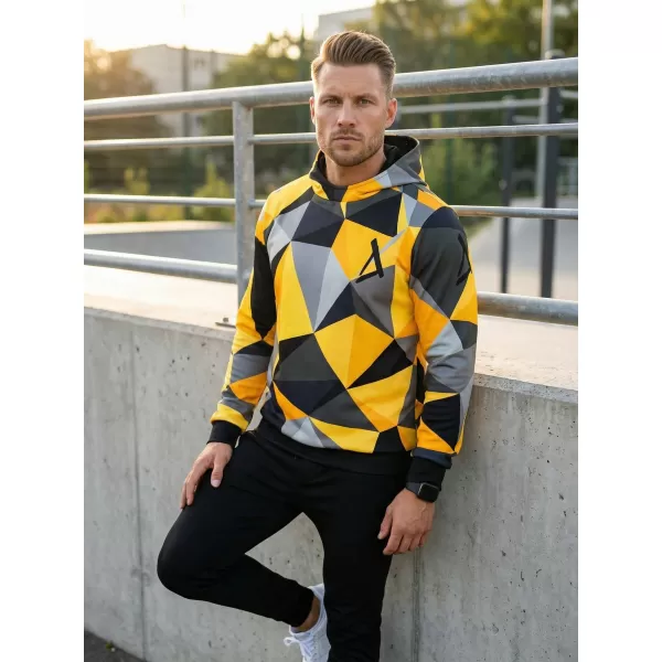  Hanorac funcțional premium pentru bărbați ALTISPORT VOJ/ALM007MI01 NEGRU ȘI GALBEN 