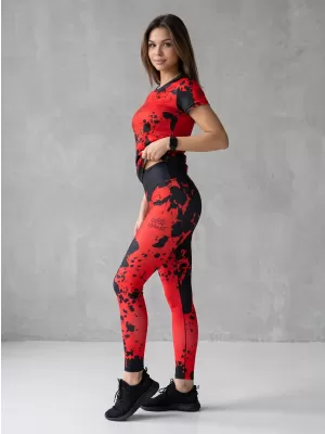 Jambiere lungi premium de damă ALTISPORT VOJ/ALW012LEG01 NEGRU/ROSU