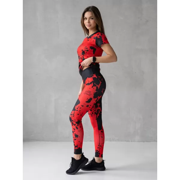  Jambiere lungi premium de damă ALTISPORT VOJ/ALW012LEG01 NEGRU/ROSU 