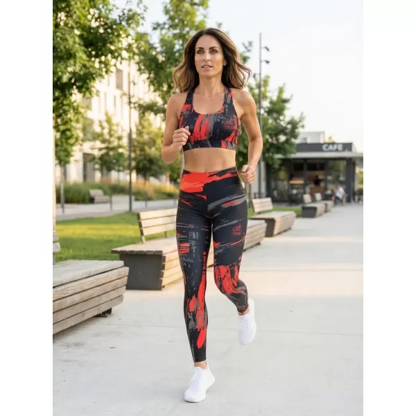  Sutien sport premium pentru femei ALTISPORT VOJ/ALW010POD01 NEGRU ȘI ROȘU 