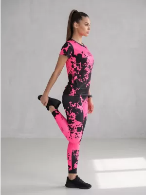 Jambiere lungi premium de damă ALTISPORT VOJ/ALW012LEG01 NEGRU/ROZ FLUO