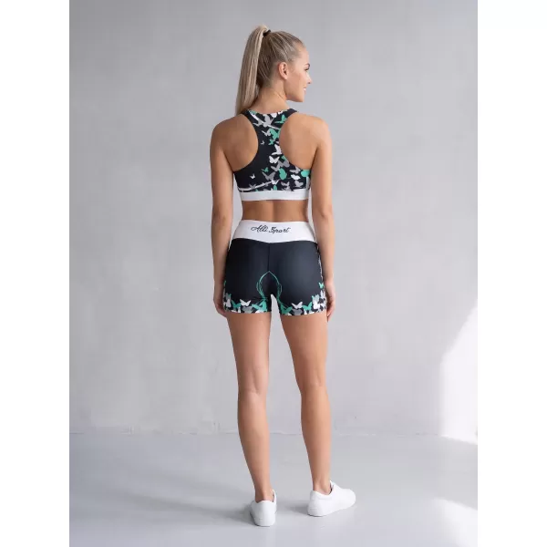  Jambiere scurte premium de damă ALTISPORT VOJ/ALW022LEG03 NEGRU/TURCOAZ 