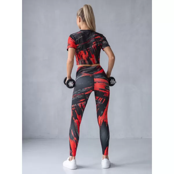  Jambiere lungi premium de damă ALTISPORT VOJ/ALW010LEG01 NEGRU ȘI ROȘU 