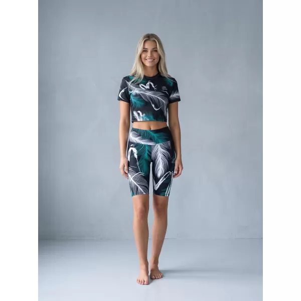  Jambiere de damă deasupra genunchiului premium ALTISPORT VOJ/ALW001LEG02 NEGRU/TURCOAZ 