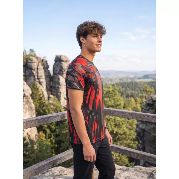  Tricou funcțional premium pentru bărbați ALTISPORT VOJ/ALM010TR01 NEGRU ȘI ROȘU 