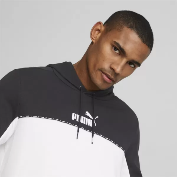  Hanorac pentru bărbați PUMA ESS BLOCK X TAPE HOODIE 675173-01 NEGRU 