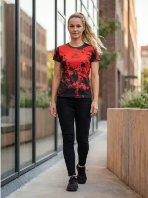 Tricou funcțional premium pentru femei ALTISPORT VOJ/ALW012TR01 NEGRU/ROSU