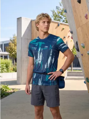 Tricou funcțional premium pentru bărbați ALTISPORT VOJ/ALM010TR01 ALBASTRU/SMARALD