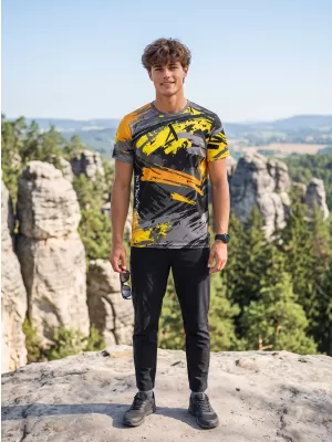 Tricou funcțional premium pentru bărbați ALTISPORT VOJ/ALM014TR01 NEGRU ȘI GALBEN