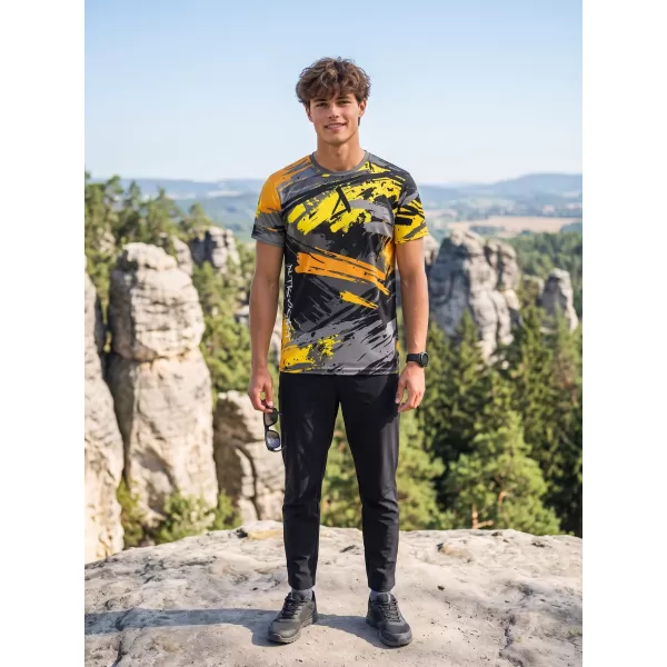  Tricou funcțional premium pentru bărbați ALTISPORT VOJ/ALM014TR01 NEGRU ȘI GALBEN 