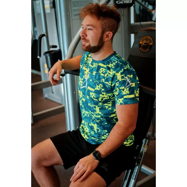  Tricou funcțional premium plus pentru bărbați ALTISPORT VOJ/ALM011TR02 KEROSEN/GALBEN NEON 