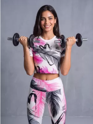Jambiere lungi premium de damă ALTISPORT VOJ/ALW001LEG01 ALB ROZ
