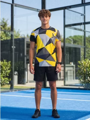 Tricou funcțional premium plus pentru bărbați ALTISPORT VOJ/ALM007TR02 NEGRU ȘI GALBEN