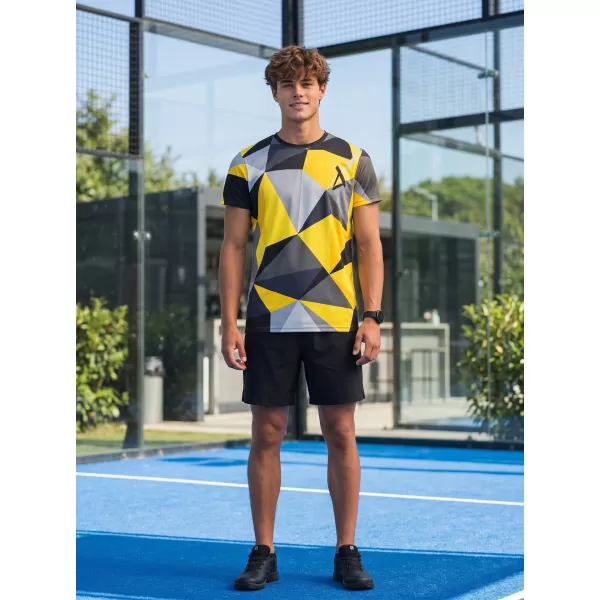  Tricou funcțional premium plus pentru bărbați ALTISPORT VOJ/ALM007TR02 NEGRU ȘI GALBEN 