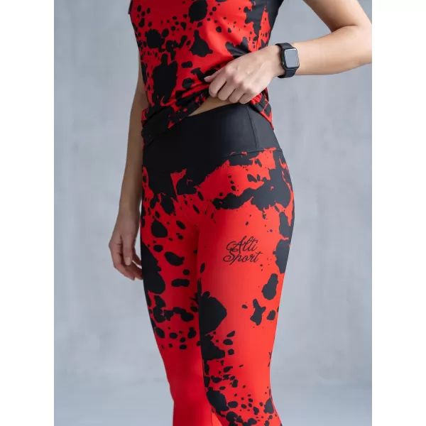  Jambiere lungi premium de damă ALTISPORT VOJ/ALW012LEG01 NEGRU/ROSU 