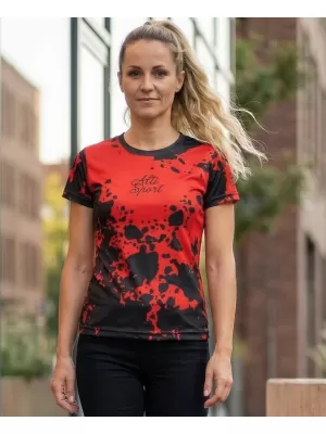 Tricou funcțional premium pentru femei ALTISPORT VOJ/ALW012TR01 NEGRU/ROSU