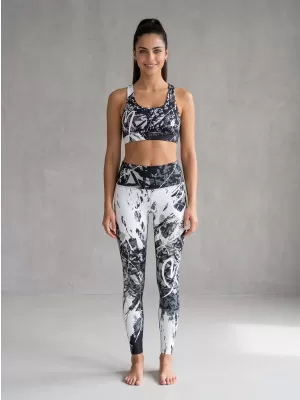 Jambiere lungi premium de damă ALTISPORT VOJ/ALW018LEG01 ALB-NEGRU