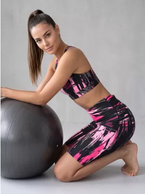 Dámské legíny nad kolena premium ALTISPORT VOJ/ALW010LEG02 ČERNÁ/SVĚTLE RŮŽOVÁ