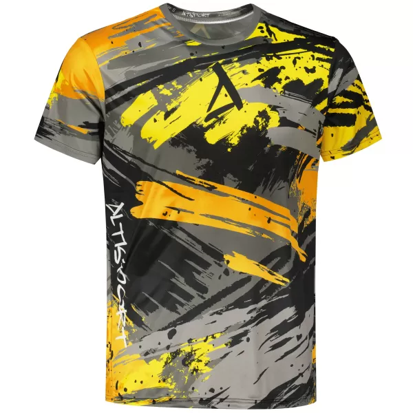  Tricou funcțional premium pentru bărbați ALTISPORT VOJ/ALM014TR01 NEGRU ȘI GALBEN 