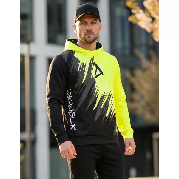  Hanorac funcțional premium pentru bărbați ALTISPORT VOJ/ALM006MI01 NEGRU ȘI GALBEN 