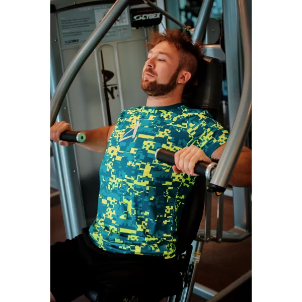  Tricou funcțional premium plus pentru bărbați ALTISPORT VOJ/ALM011TR02 KEROSEN/GALBEN NEON 