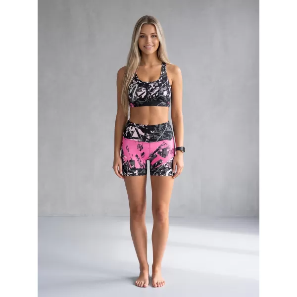  Jambiere scurte premium de damă ALTISPORT VOJ/ALW018LEG03 NEGRU ROZ 